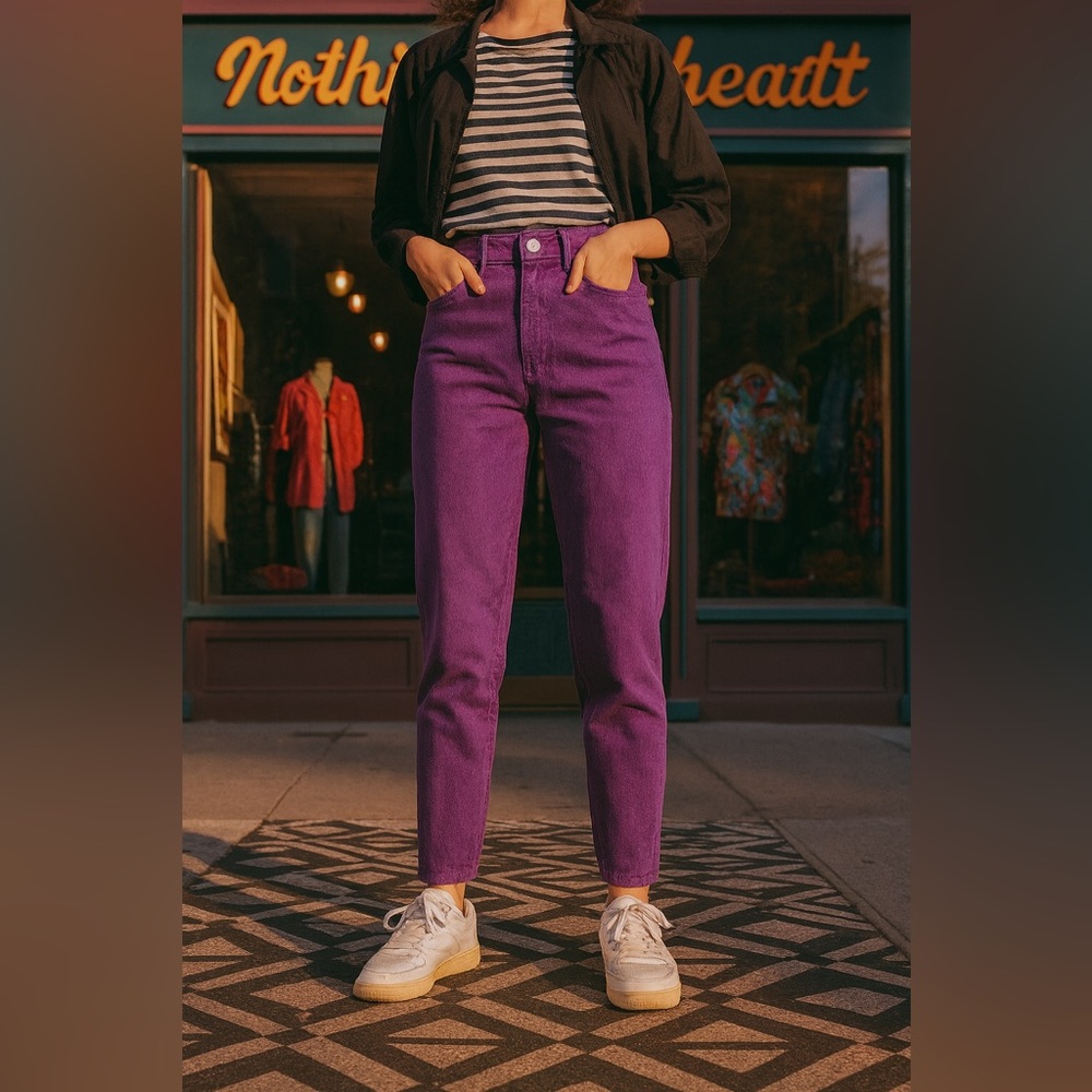 Vintage L.E.I. Riding Wear Purple High-Rise Jeans Women Size 7 USA Made
